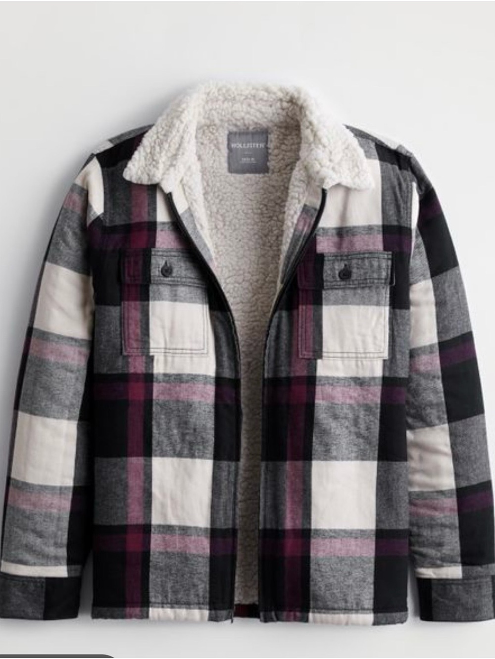 Hollister Men's Sherpa-Lined Plaid Jacket Size Medium